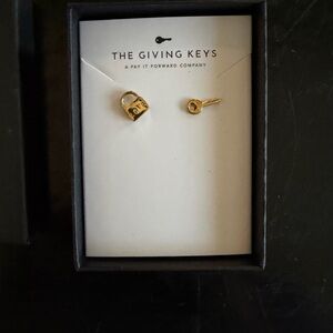 The Giving Keys Gold Padlock and Key Earrings